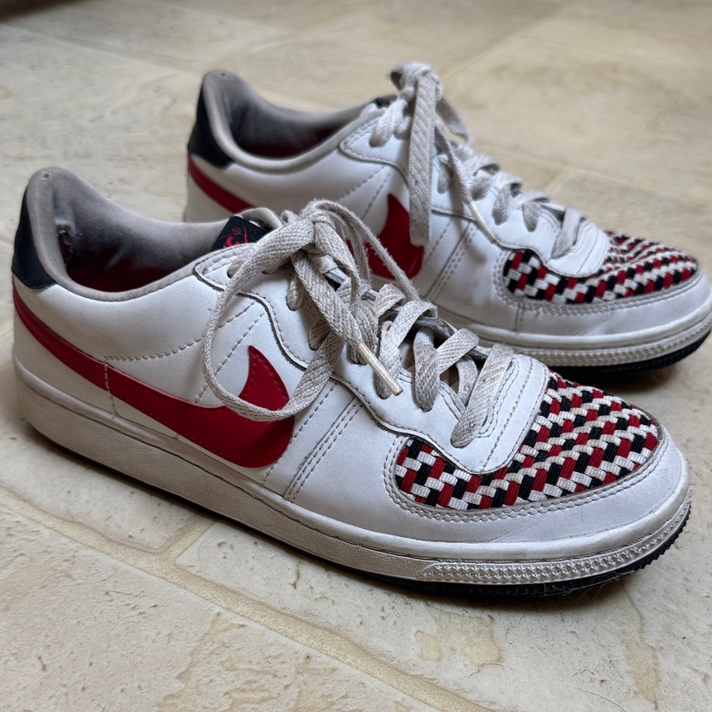 RARE Nike Air Force Kids White and Red Checkered Sneakers Youth 6